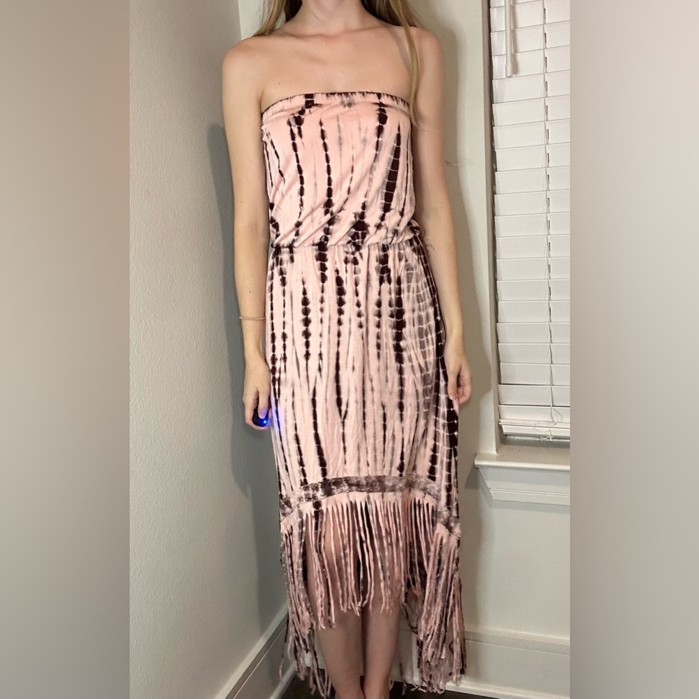 Boston Proper pink& brown maxi dress